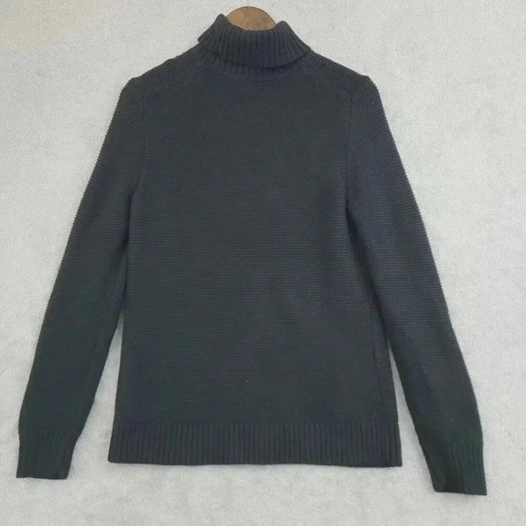 J. Crew Wool Blend Black Ribbed Turtleneck Sweater Women's M 6CT - Picture 2 of 7